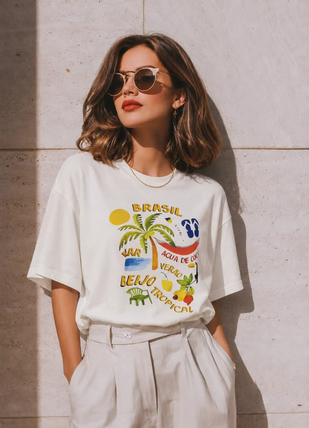 Ürün görseli: Brasil Baskılı Bisiklet Yaka Tshirt