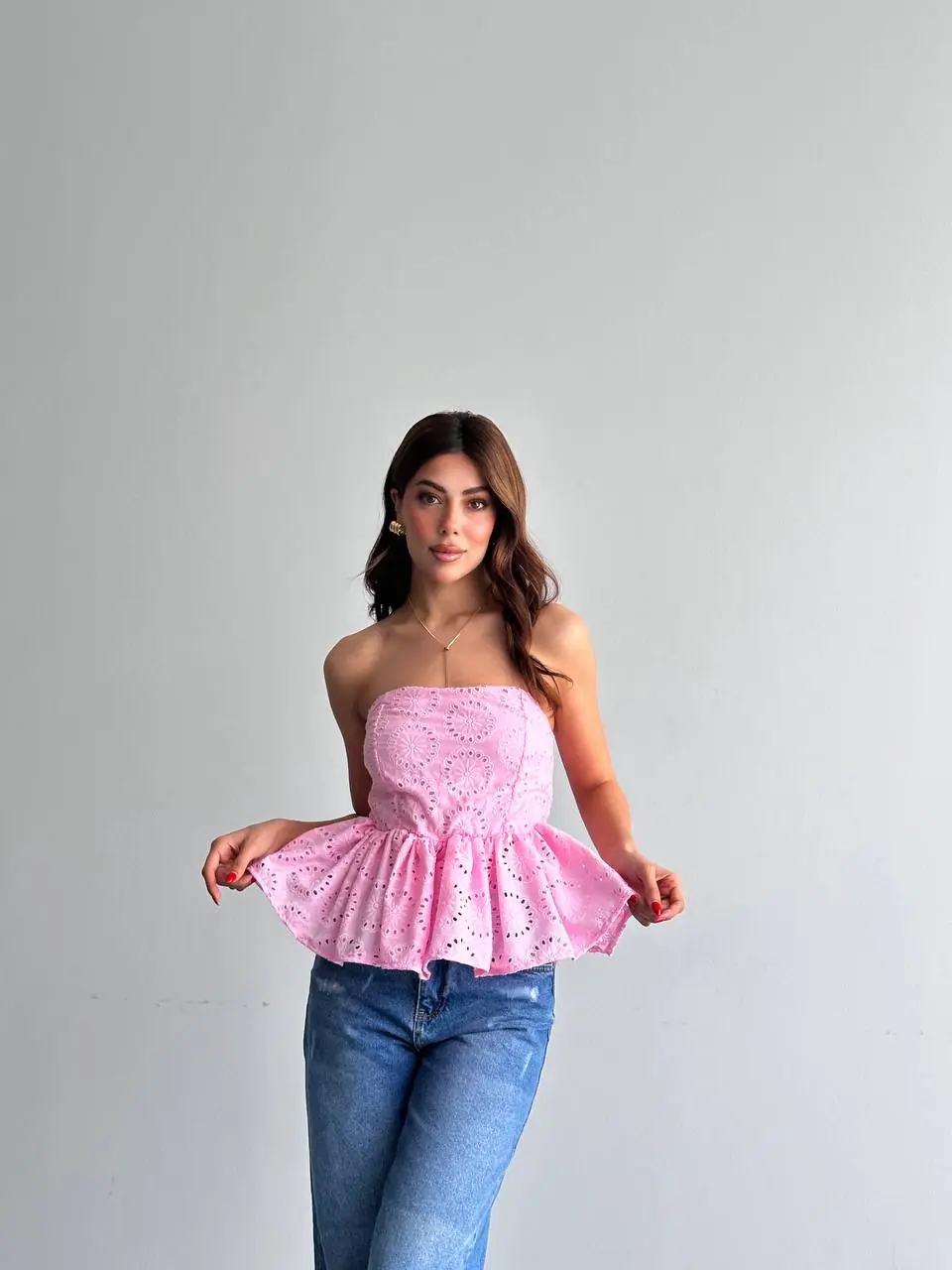 Ürün görseli: Pembe Fisto Straplez Bluz