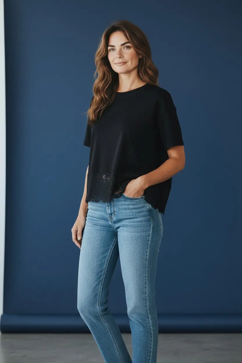 Ürün görseli: Zra Dantel Detay Tshirt