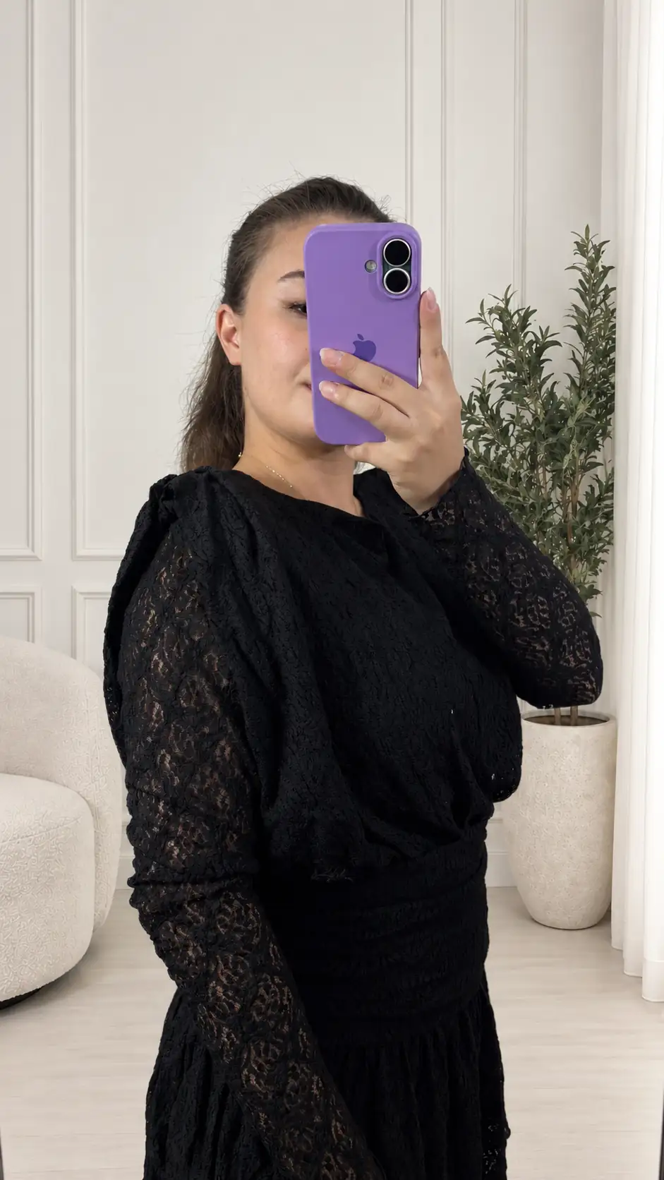 Siyah Dantel Mini Elbise