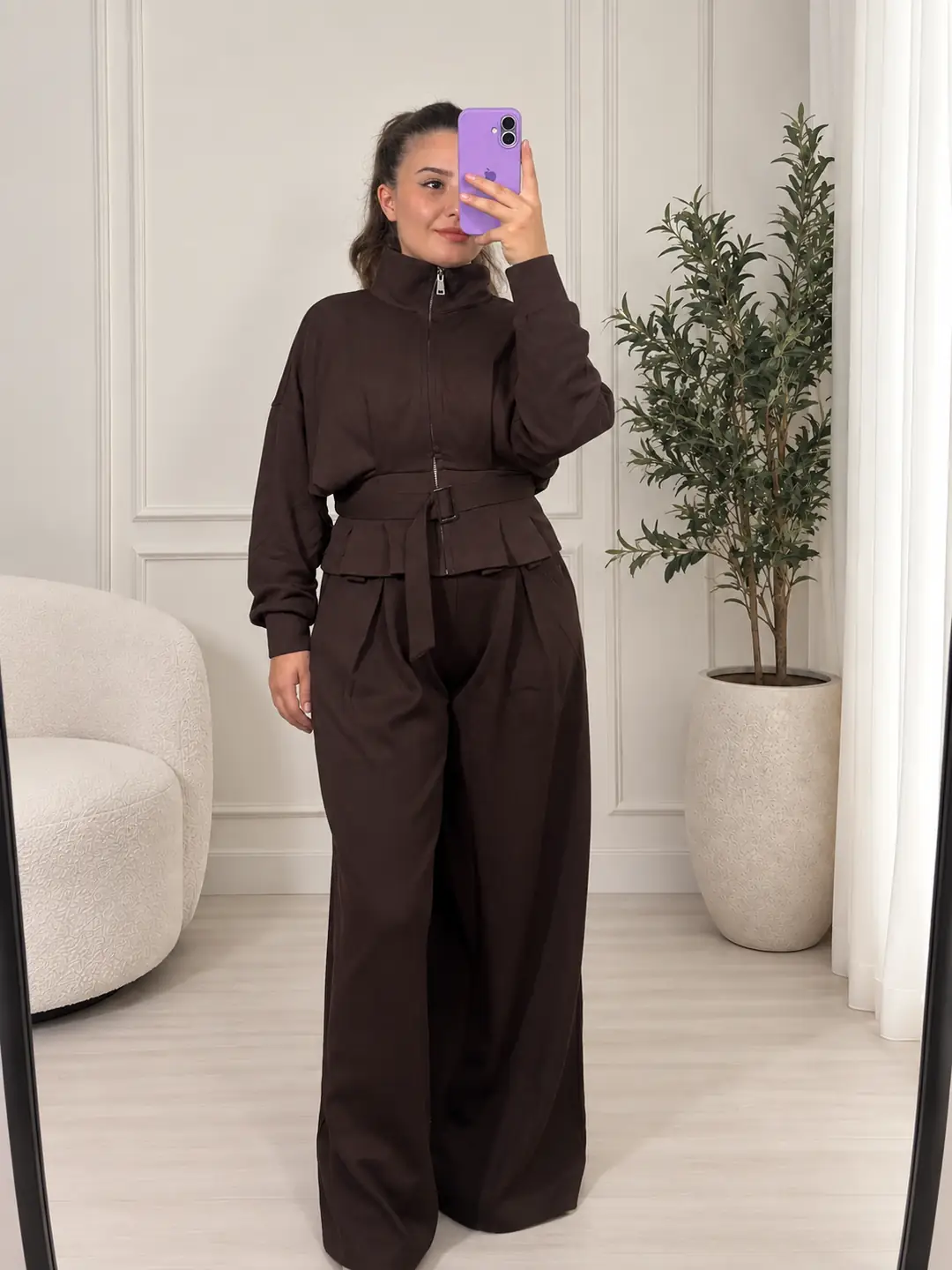 Kemerli Ceket Pantolon Takım